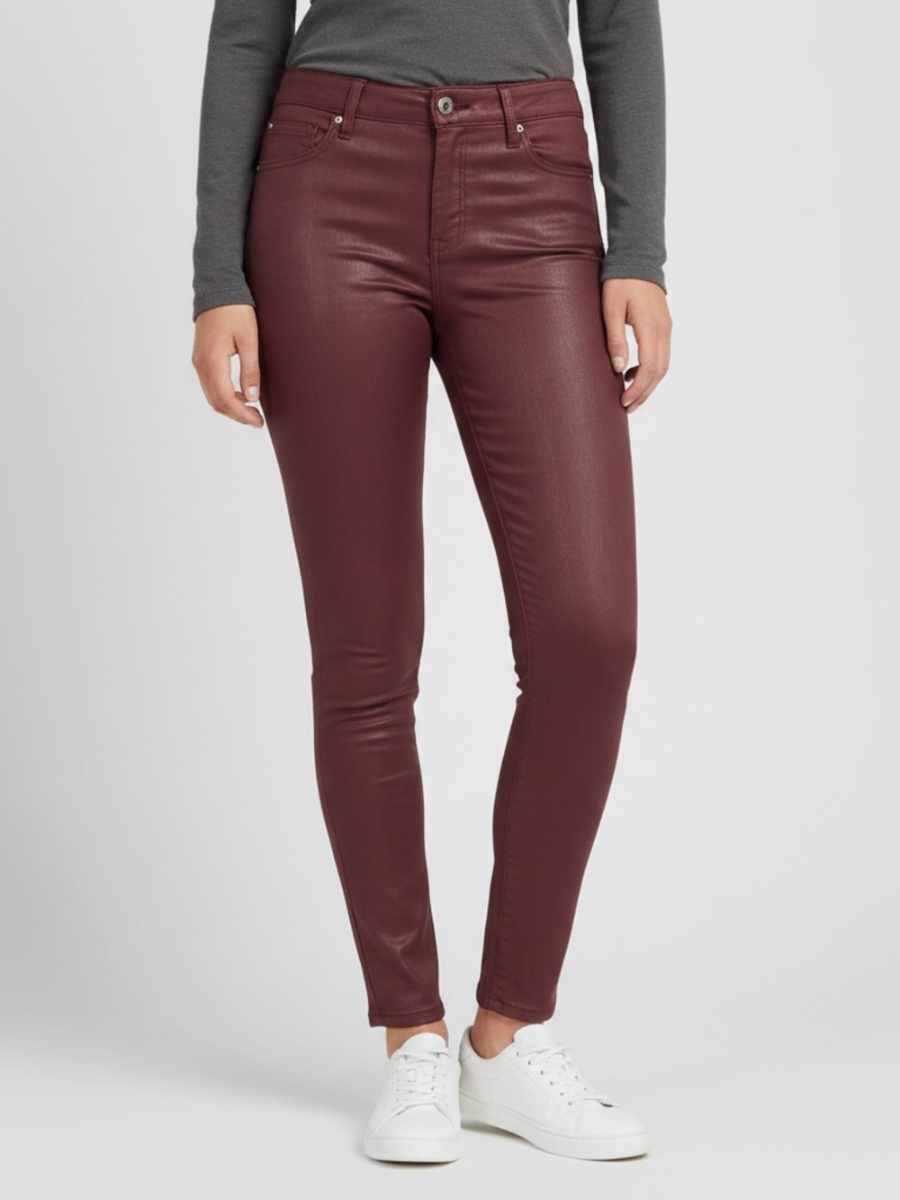 AG Adriano Goldschmied Farrah Skinny Ankle Coated Jeans Maroon Size 25